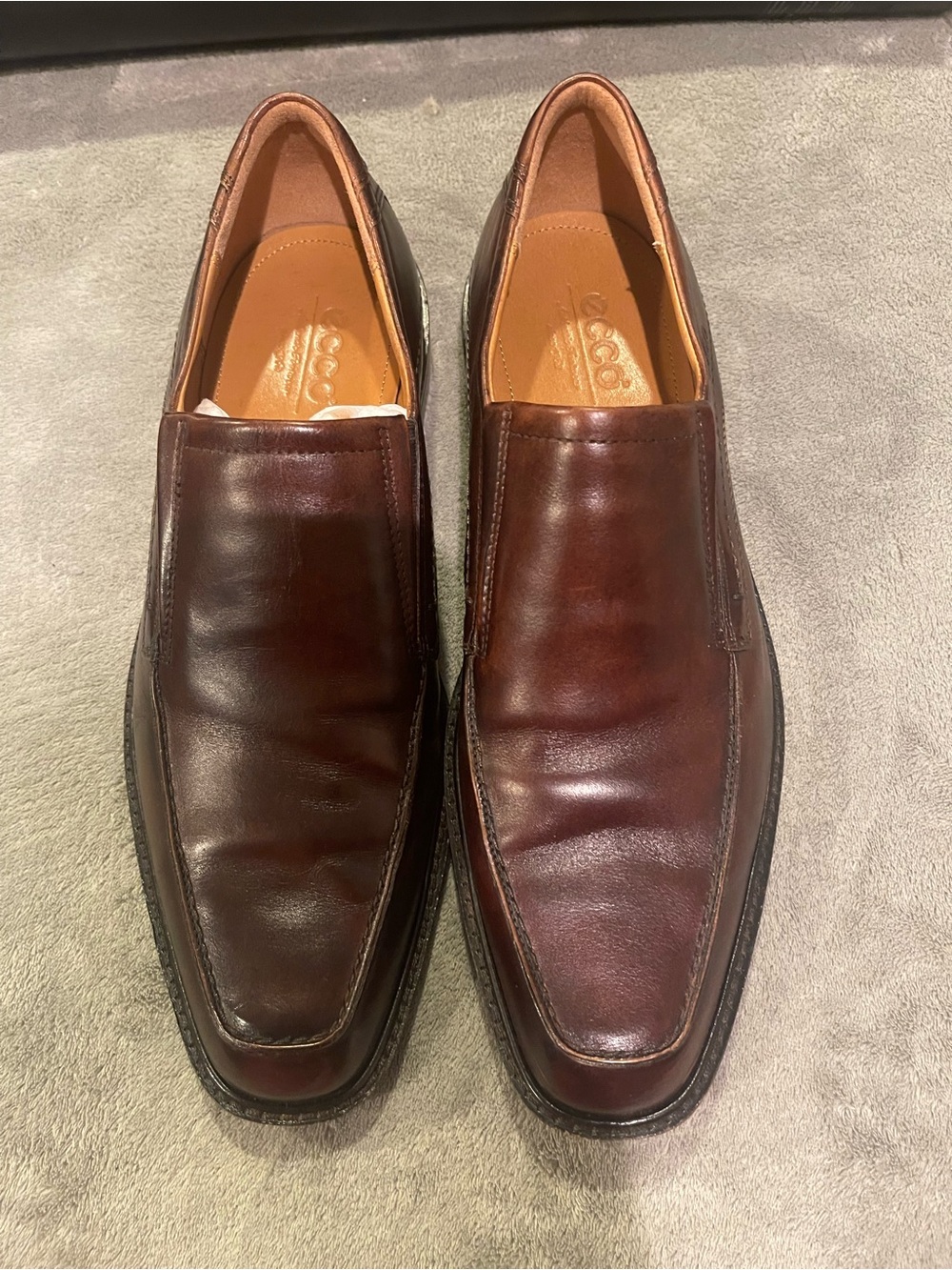 Ecco Men's Dark Brown Leather Slip-On Loafers
